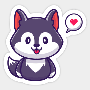 Cute Wolf With Love Bubbles Sticker
